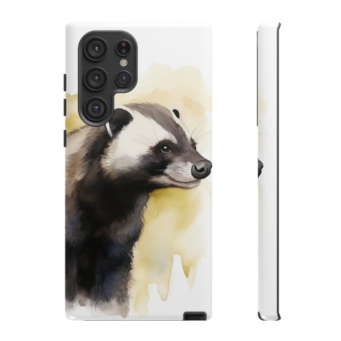 Badger on a Yellow Background - Impact Resistant Phone Case Samsung Galaxy S22 Ultra Glossy